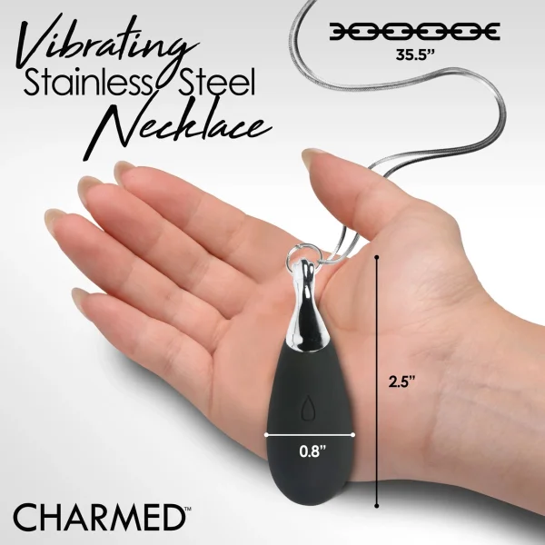 Charmed 10X Vibrating Silicone Rechargeable Teardrop Necklace