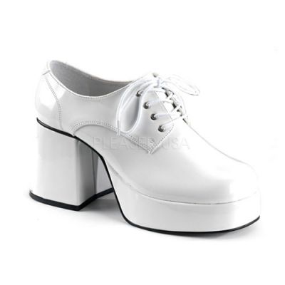 JAZZ 02 3 1 2 Heel MEN WHITE PAT DISCO Platform SHOES