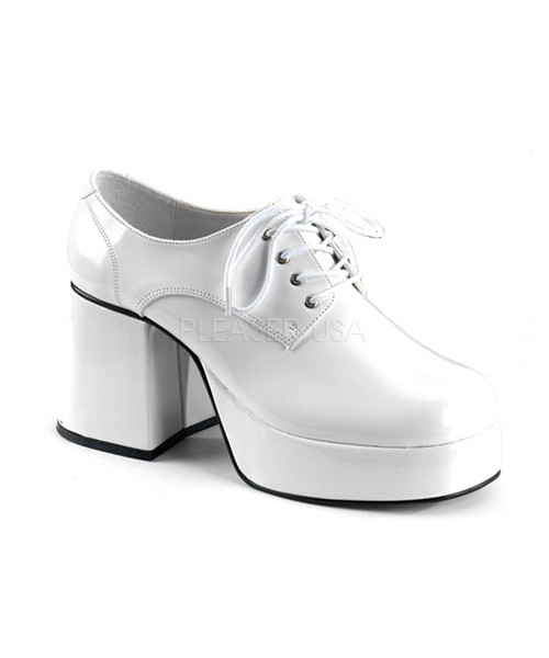 JAZZ-02 - 3 1/2" Heel MEN WHITE PAT DISCO Platform SHOES
