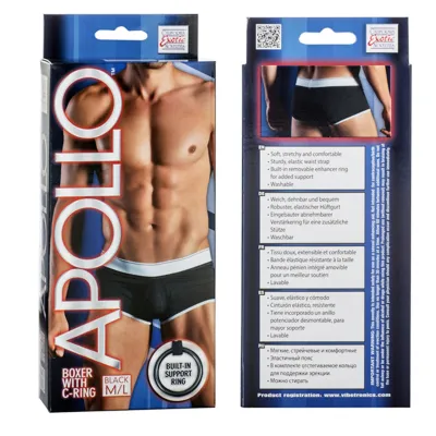 California Exotic Apollo Boxer with C Ring M L Black
