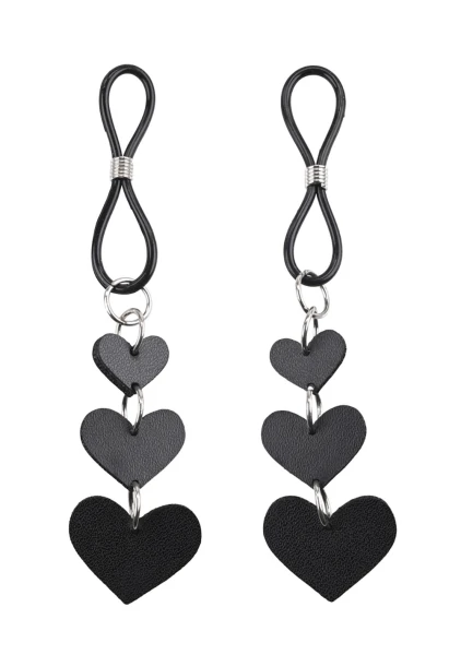Sex & Mischief Heart Nipple Ties By Sportsheets - Black & Silver