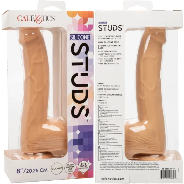 Silicone Studs Realistic 8" Suction Cup Dildo - Vanilla