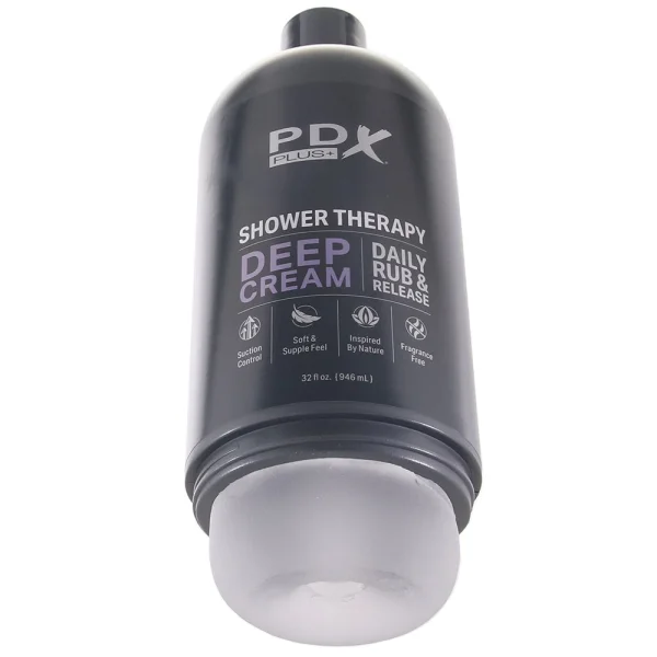 PDX Plus Shower Therapy Deep Cream Discreet Penis Stroker By Pipedream - Frosted