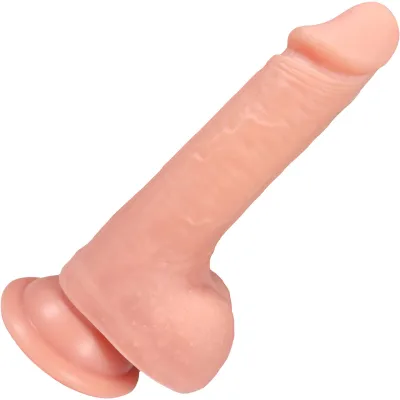 The Gamer 5 Inch Silicone Realistic Dildo With Balls Suction Cup Base By Fukena Vanilla