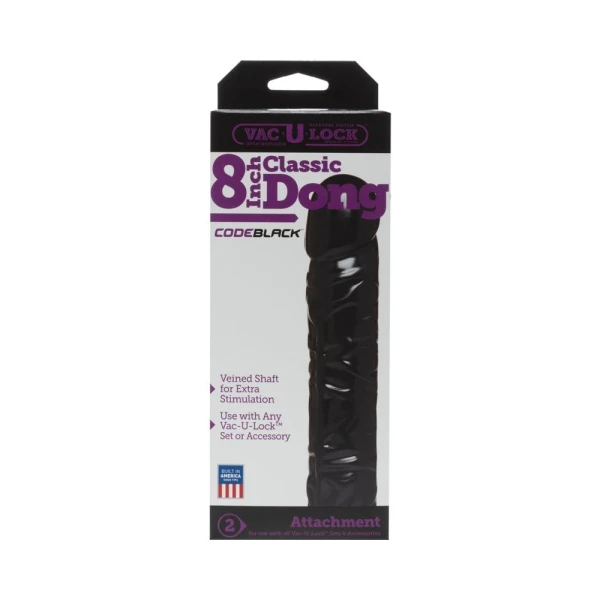 Vac-U-Lock 8" CodeBlack Classic Dong - Black