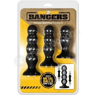 Boneyard Bangerz Silicone Butt Plug Training Kit With Inner Metal Balls 3pk