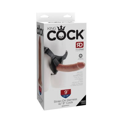 King Cock Strap on Harness W 9in Cock Tan