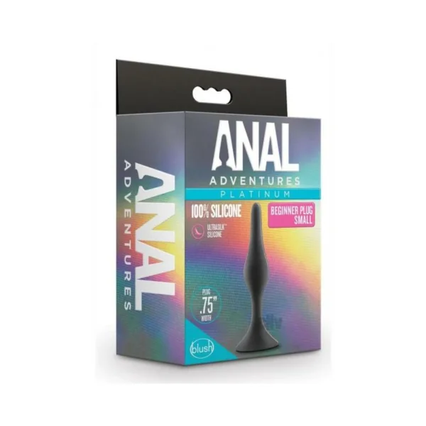 Anal Adventures Platinum - Silicone Beginner Plug  - Small - Black