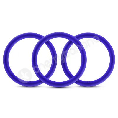 Performance VS1 Pure Premium Silicone Blue Cock Rings Medium 3 Pack