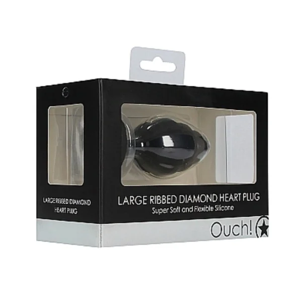 Ouch! Large Ribbed Diamond Heart Plug