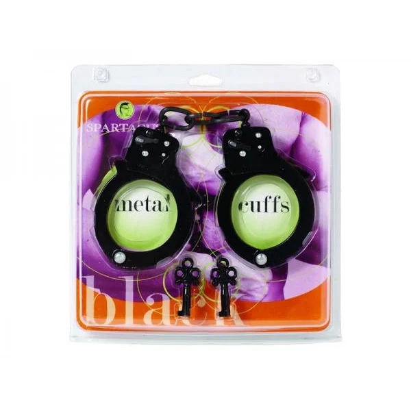 Handcuffs Black Coated Steel Single Lock - Black