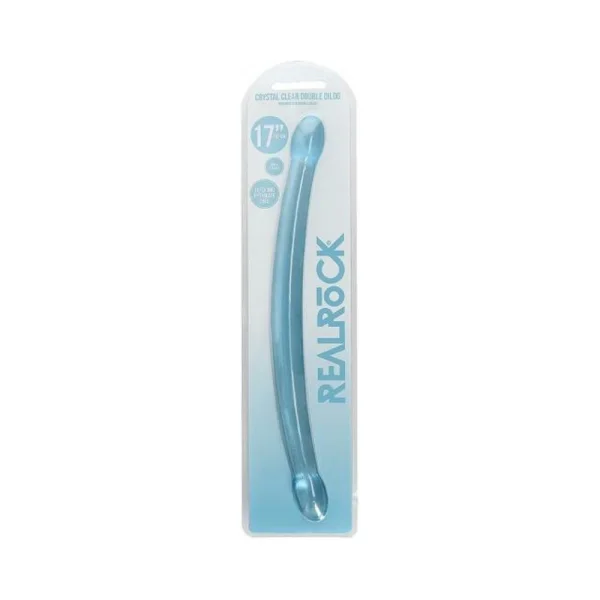 Realrock Crystal Clear Non-realistic Double Dong 17 In. Blue