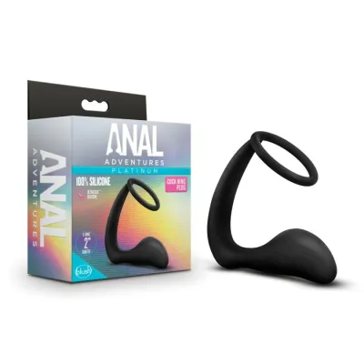 Blush Anal Adventures Platinum Cock Ring Plug Black