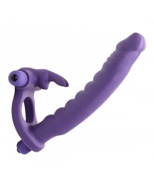 Double Delight Dual Penetration Vibrating Rabbit C Ring