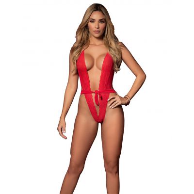Mapale Plunging Deep V Halter Teddy
