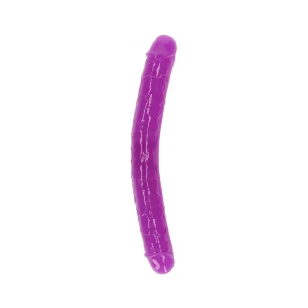 Couples Dildos: Realrock Glow In The Dark Double Dong 12 In. Dual-ended Dildo Neon Purple