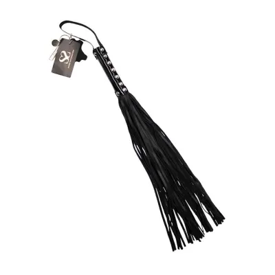 Bound X Leather Flogger With Patent Handle