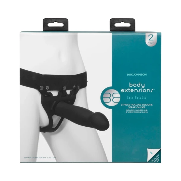 Body Extensions Be Bold 2 Piece Strap On Set Black