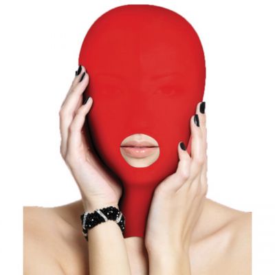 Ouch Red Bondage Hood with Mouth Hole