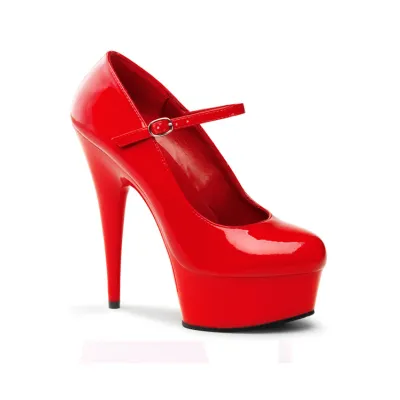 Delight 6 Red Mary Jane Platform Pump By Pleaser