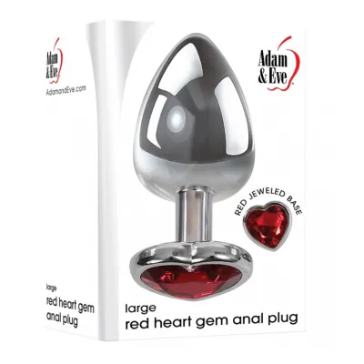 Large Red Heart Gem Anal Plug Chrome Red