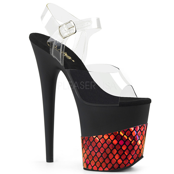 8 inches Heel, 4 inches PF Ankle Strap Sandal w/ Fish Skin Design — image 5 of 12