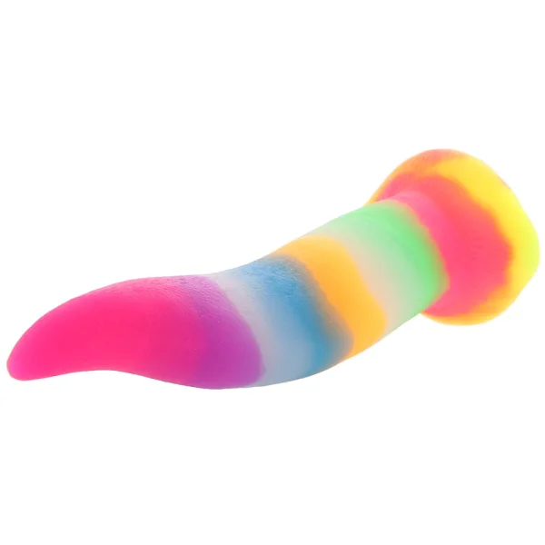 Unicorn Tongue Rainbow Glow In The Dark 7.4" Silicone Suction Cup Dildo By Creature Cocks