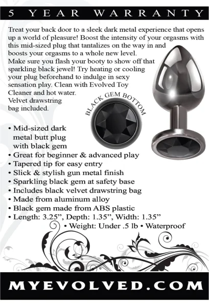 Black Gem Anal Plug - Medium