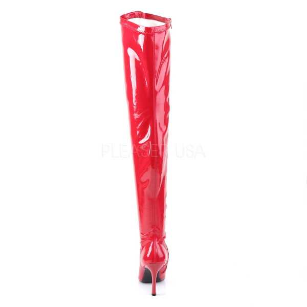 LUST-3000 - Red Str Pat Thigh Boot, 3 3/4"