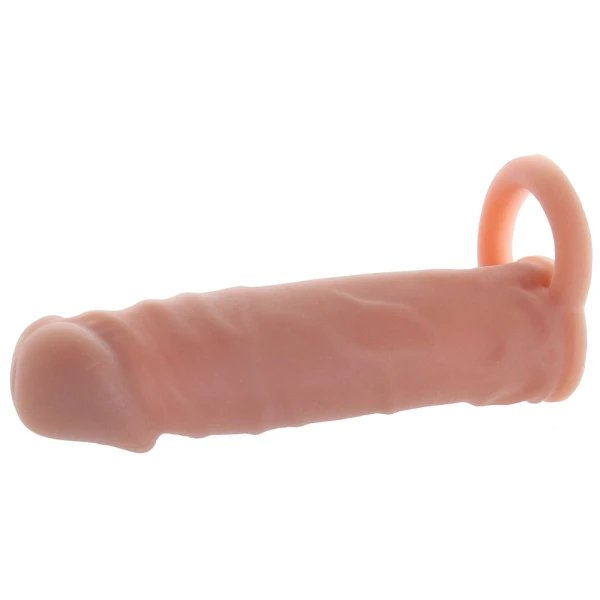 Size Up Silicone 1 Inch Realistic Penis Extender With Ball Loop - Caramel