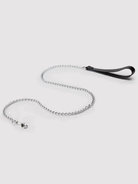 DOMINIX Deluxe Leather Handle Chain Leash