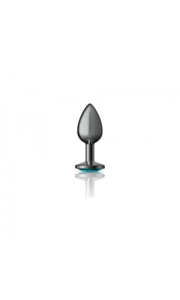 Cheeky Charms Gunmetal Grey Butt Plug with Teal Gem