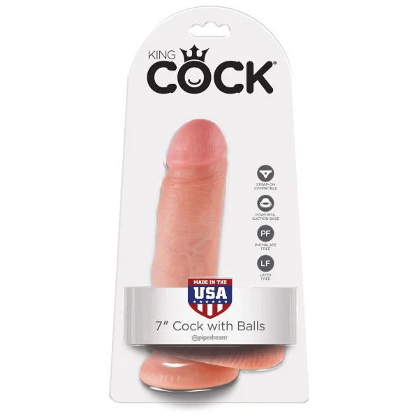 King Cock 7 Inch Cock with Balls-Flesh