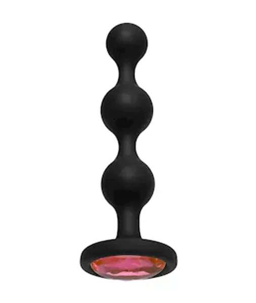Booty Bling Jewelled Wearable Silicone Anal Beads Plug - Pink -  4 Inch
