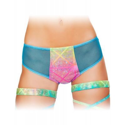 Roma Costume Two Tone Iridescent Mesh Booty Shorts