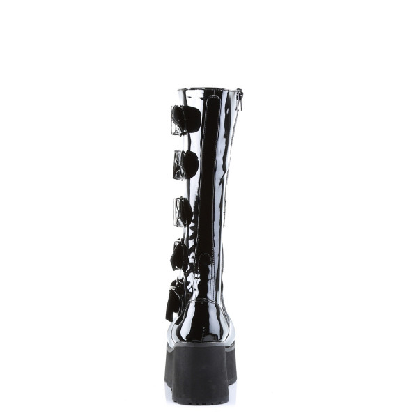 TRASHVILLE-518 - 3 1/4" P/F Goth Punk Blk Pat Knee BT 5 Buckled W/ Zipper — image 4 of 4