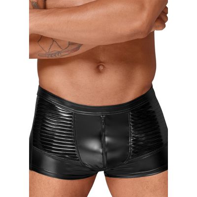 Wetlook shorts with PVC pleats Black Male Lingerie