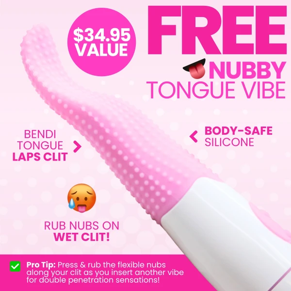 Flexible Tongue Vibrator with Nubs **Only 1 Per Order