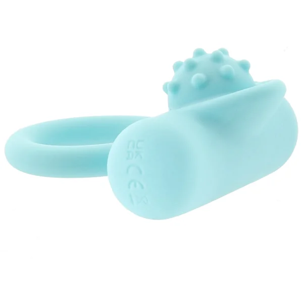 Silicone Rechargeable Nubby Lover's Delight Vibrating Cock Ring By CalExotics - Teal