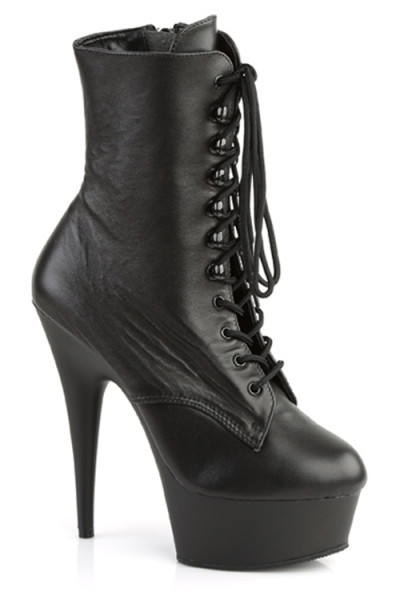 Pleaser Delight Ankle Boot Black Faux Leather/Black