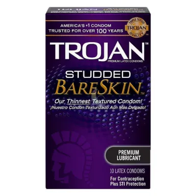 Trojan Studded Bareskin Condoms 10 Pack Textured Pleasure