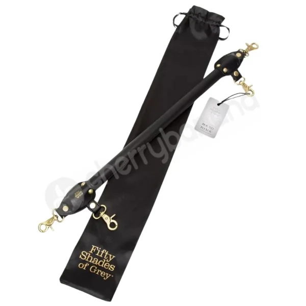 Fifty Shades Of Grey Bound To You Faux Leather Black & Gold Spreader Bar