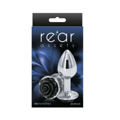 Rear Assets Rose Anal Plug Small Black