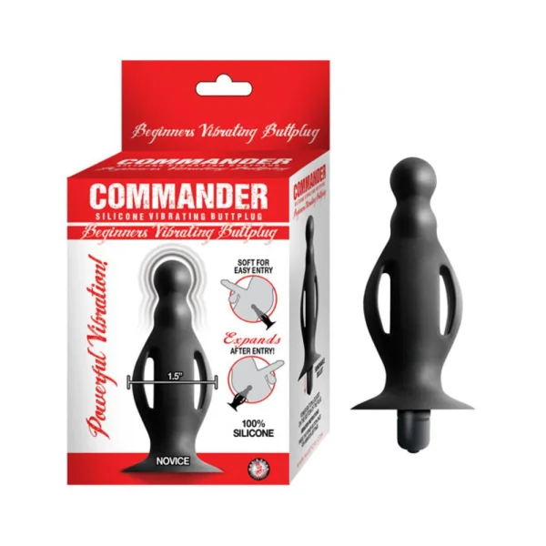 Commander Beginners Vibrating Buttplug Removeable Bullet Suction Cup Base Silicone Black — image 8 of 9