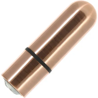 PowerBullet First Class Mini Bullet Vibrator With Crystal Button Key Chain Pouch Rose Gold