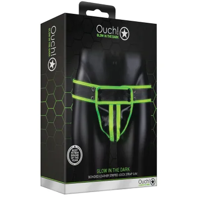 Ouch Glow In The Dark Striped Pouch Jock Strap