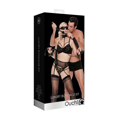 OUCH Luxury Bondage Kit Black 10 Piece Set