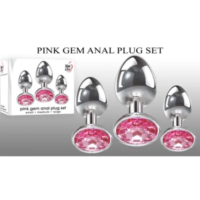 Adam Eve Pink Gem Anal Plug Set
