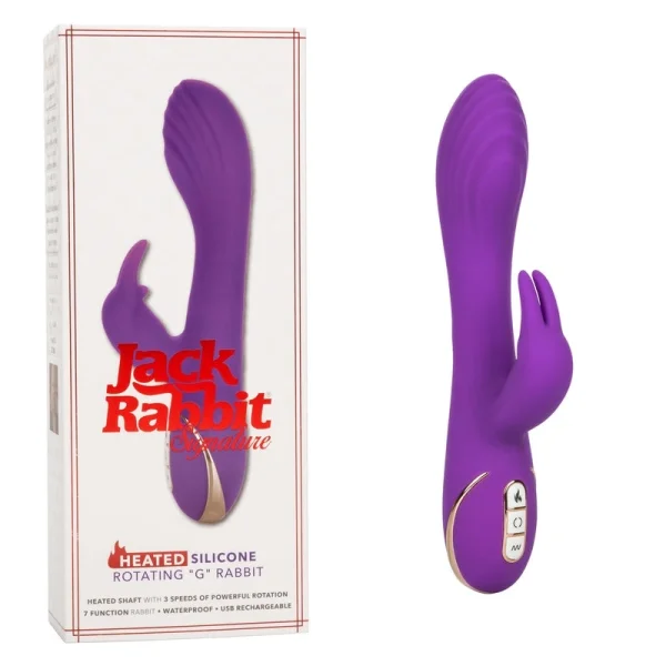Jack Rabbit Signature Heated Silicone Rotating G Rabbit Rechargeable Vibrator By CalExotics