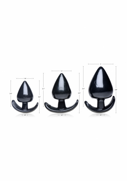 Triple Spades 3 Piece Anal Plug Set - Black - What Is A Butt Plug